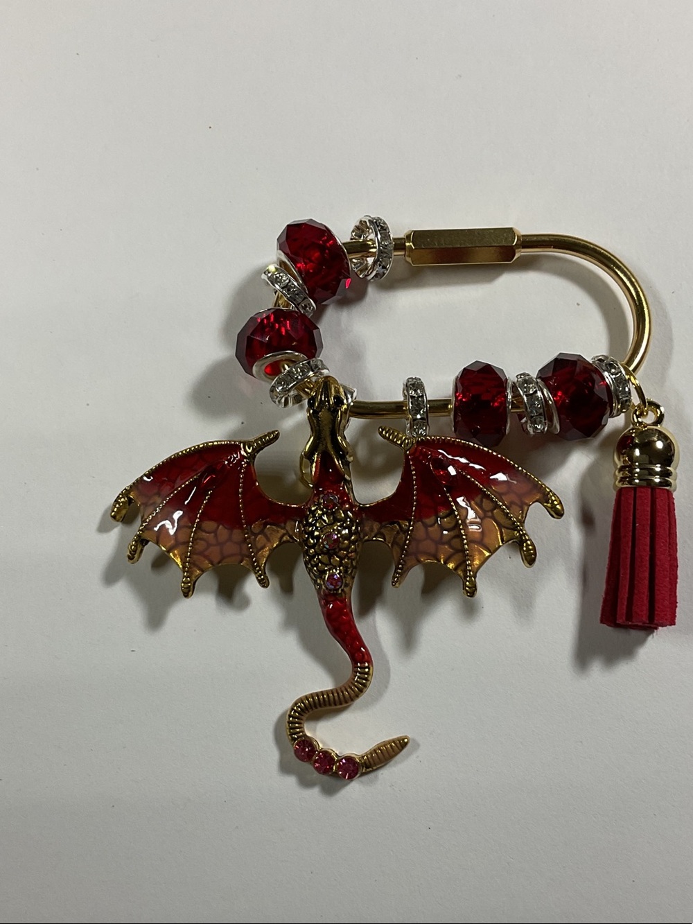Purse charm with Red and Gold Dragon theme